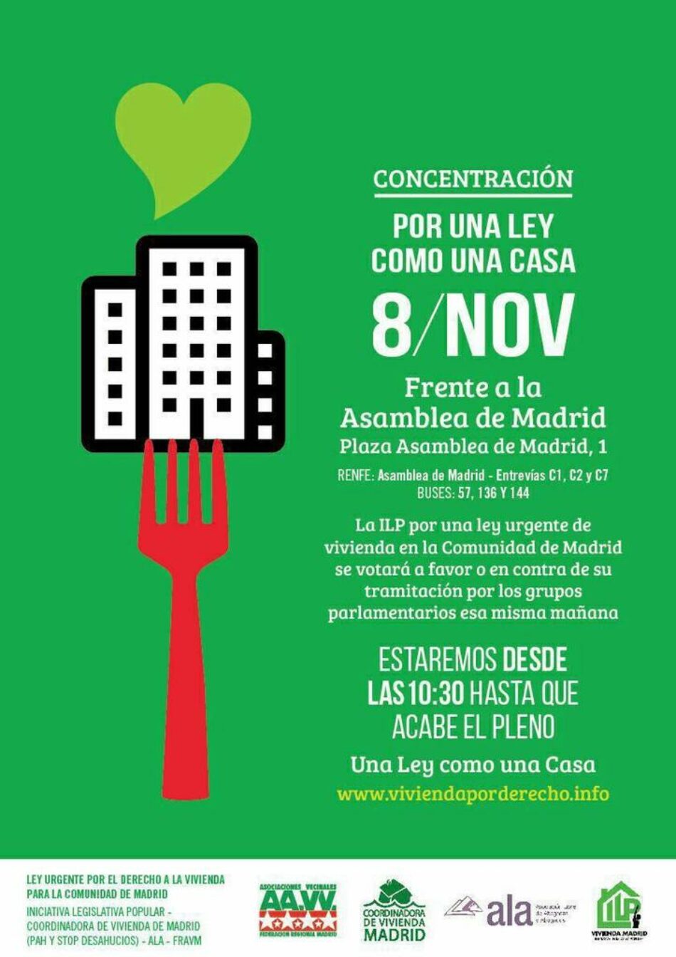 La Asamblea de Madrid lleva al pleno de mañana la ILP por el derecho a la vivienda