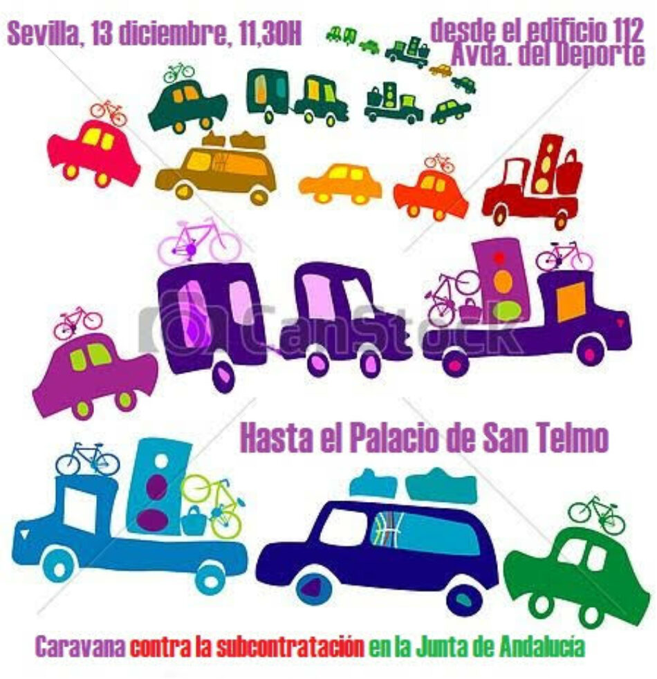Caravana de vehículos contra la subcontratacion en la Junta de Andalucía