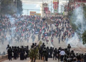 Manifestación contra el gobierno ilegítimo de Honduras