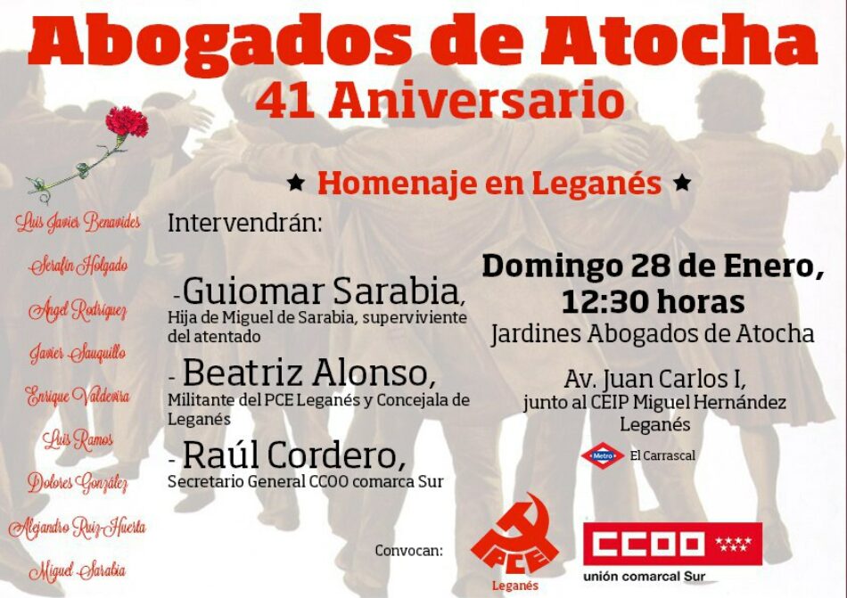Homenaje 41 aniversario abogados Atocha en Leganés