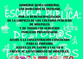 Concentración jueves 25 de enero, a las 10 h. frente al Ayuntamiento de Móstoles