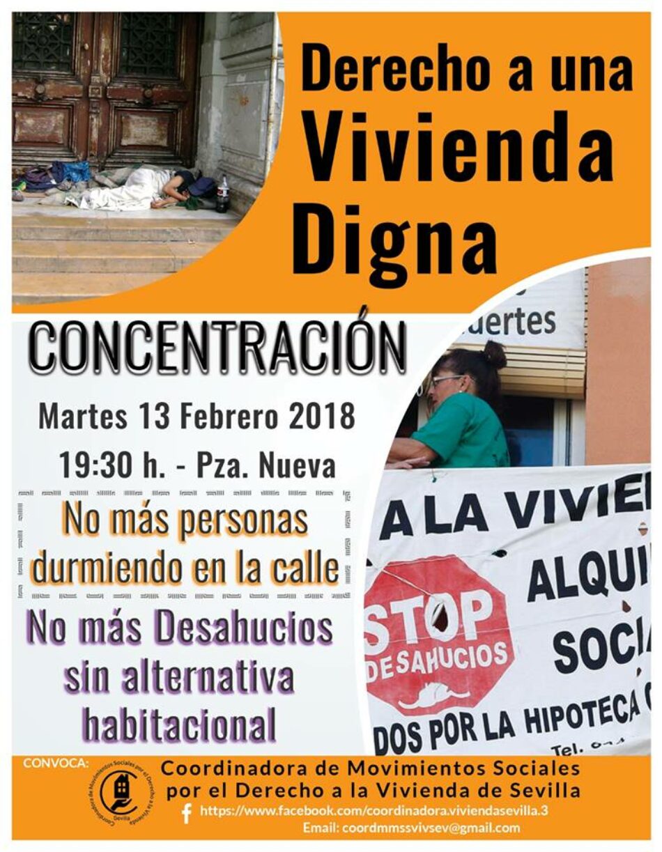 Movimientos Sociales de Sevilla se concentran frente al Ayuntamiento por el derecho a una vivienda digna