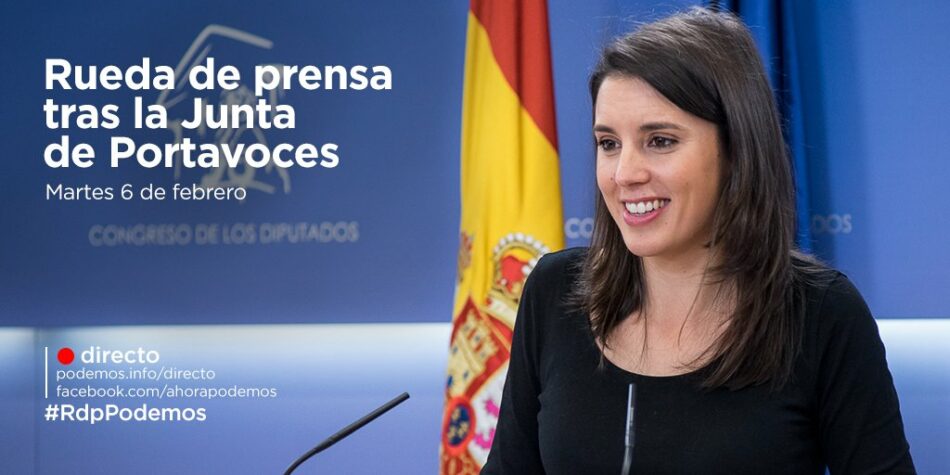 Irene Montero denuncia el «ninguneo al poder legislativo» del Gobierno del PP mediante el veto y con la ayuda de C´s y PSOE
