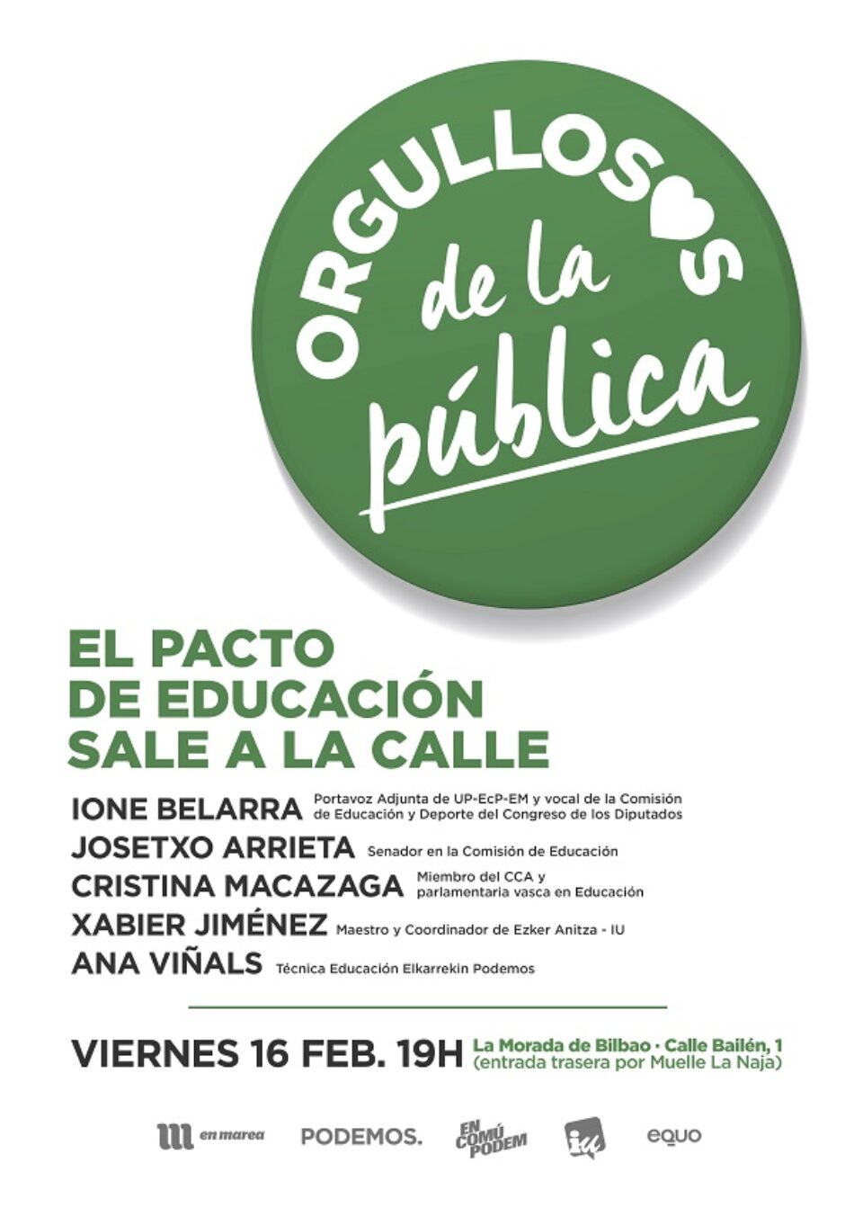 Unidos Podemos saca el Pacto Educativo a la calle