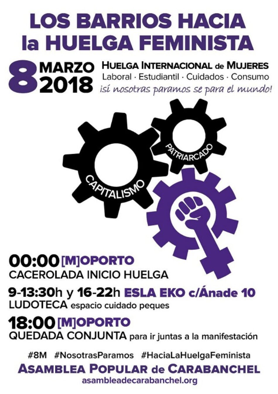 La Asamblea Popular de Carabanchel abre un espacio de cuidados para apoyar la Huelga Feminista