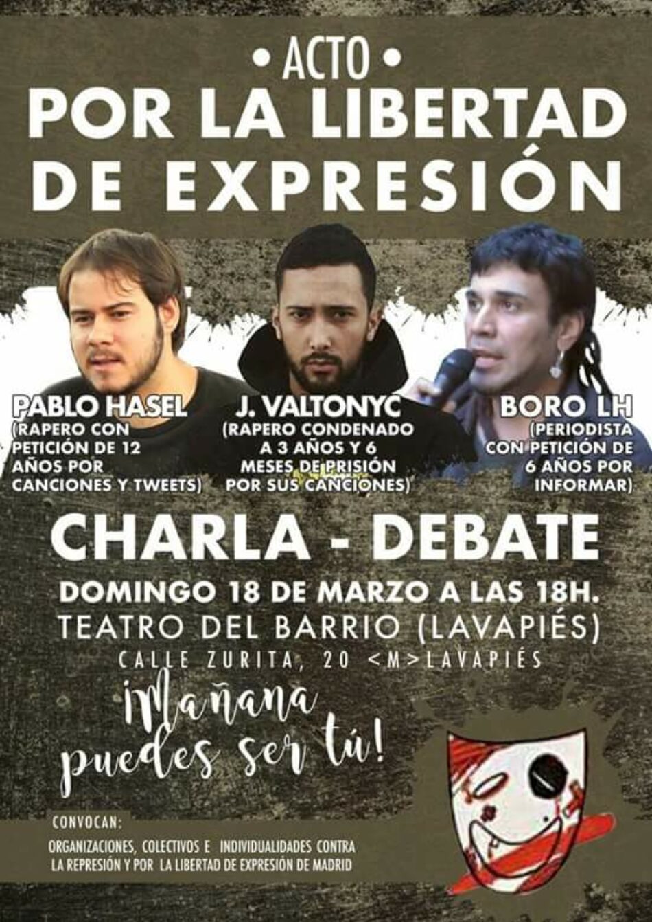 Acto por la libertad de expresión con Hasel, Valtonyc y Boro: 18M