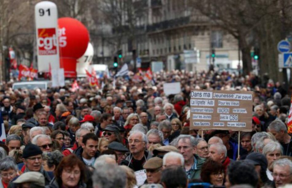 Una gran jornada de paros y manifestaciones contra la reforma laboral de servicios públicos en Francia