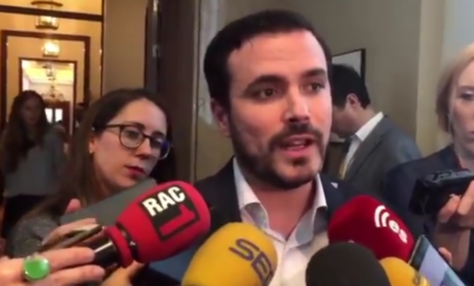 Alberto Garzón ratifica que “se está vulnerando la libertad de expresión con ánimo de proteger a la Casa Real” tras la sentencia en este sentido del Tribunal Europeo de Derechos Humanos