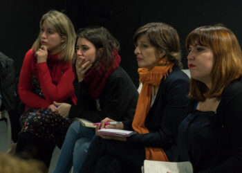 Irene Montero, Yolanda Díaz y Ángela Rodríguez se reúnen con el colectivo de mujeres conserveras y trabajadoras de productos del mar de Galicia