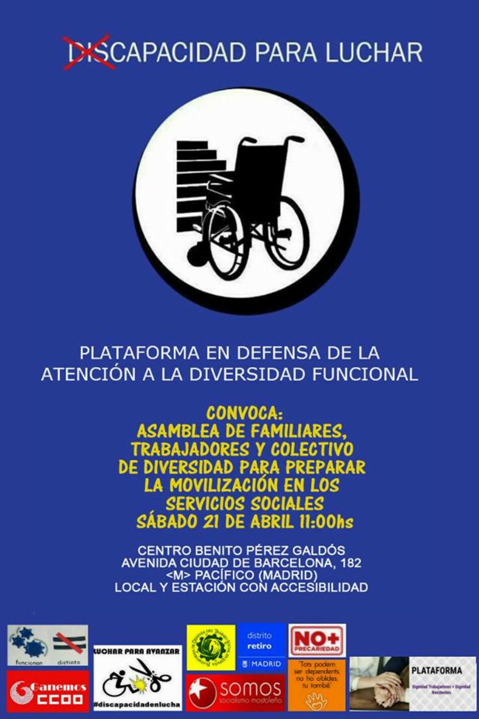 La Plataforma en Defensa de la Diversidad Funcional convoca a los servicios sociales a movilizarse por unas condiciones dignas y de justicia social