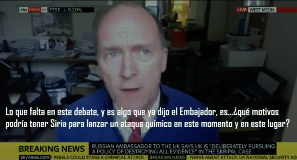 La cadena Sky News corta la entrevista a Jonathan Shaw, un comandante británico de las Fuerzas Armadas cuando cuestionaba la veracidad de los supuestos ataques químicos en Siria