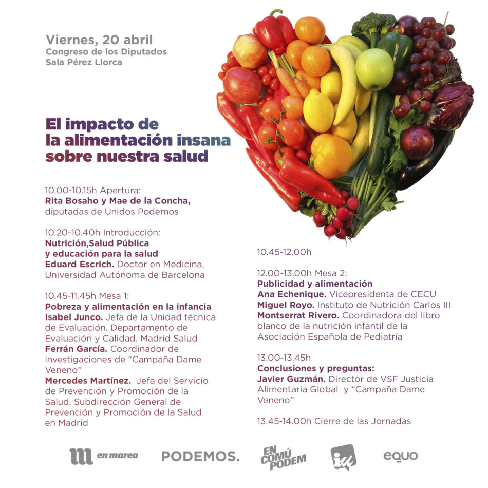 Unidos Podemos celebra la jornada ‘El impacto de la alimentación insana’