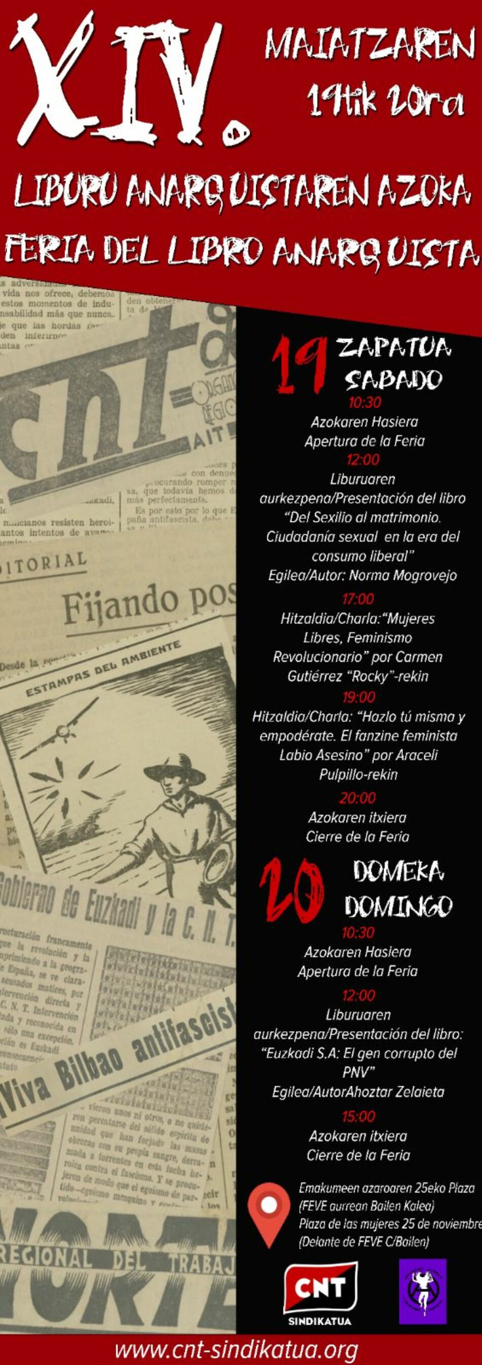 19 y 20 de mayo, Feria del Libro Anarquista en Bilbao