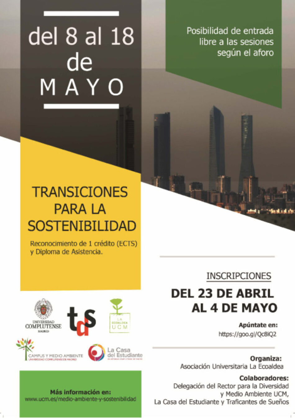 Jornadas “Transiciones para la Sostenibilidad”. Del 8 al 18 de mayo