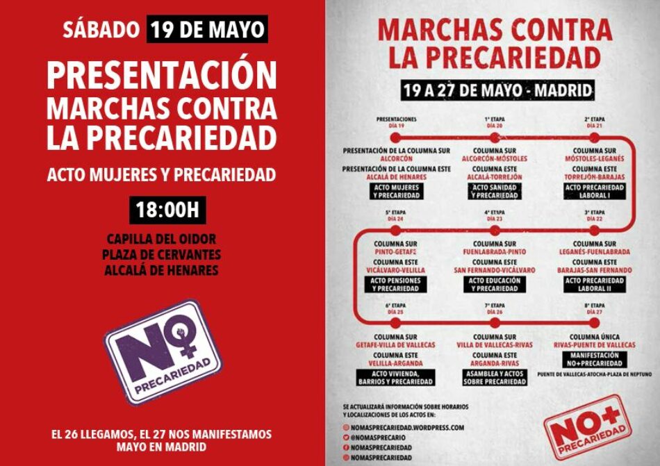 Las Marchas contra la Precariedad saldrán este domingo  de Alcalá de Henares