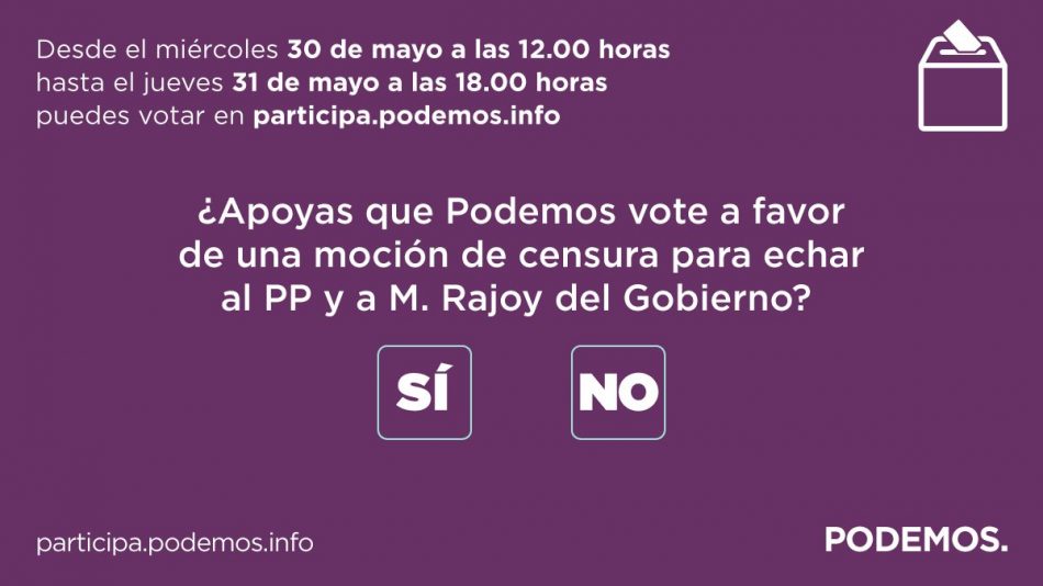 Podemos consulta a sus bases la moción de censura de Sánchez a Rajoy