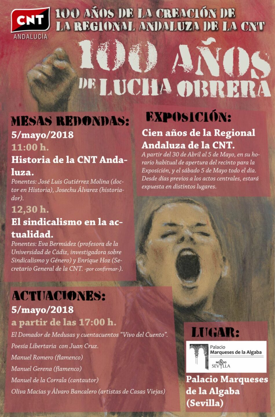 Actos de CNT Andalucía en conmemoración de su Cien Aniversario como Federación Regional de la central anarcosindicalista
