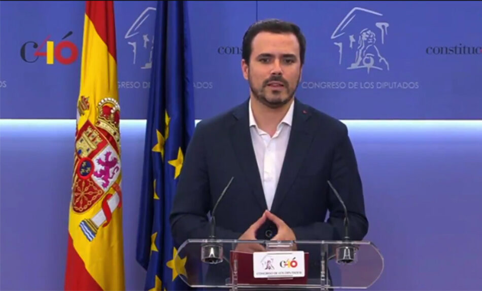 Garzón muestra el apoyo de IU a la moción de censura porque la “prioridad absoluta” ahora debe ser “echar a la mafia del PP que ocupa el Gobierno»