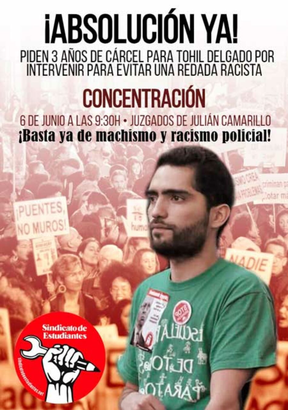 Piden tres años de prisión para Tohil Delgado, ex secretario general del Sindicato de Estudiantes, por intervenir contra una redada racista