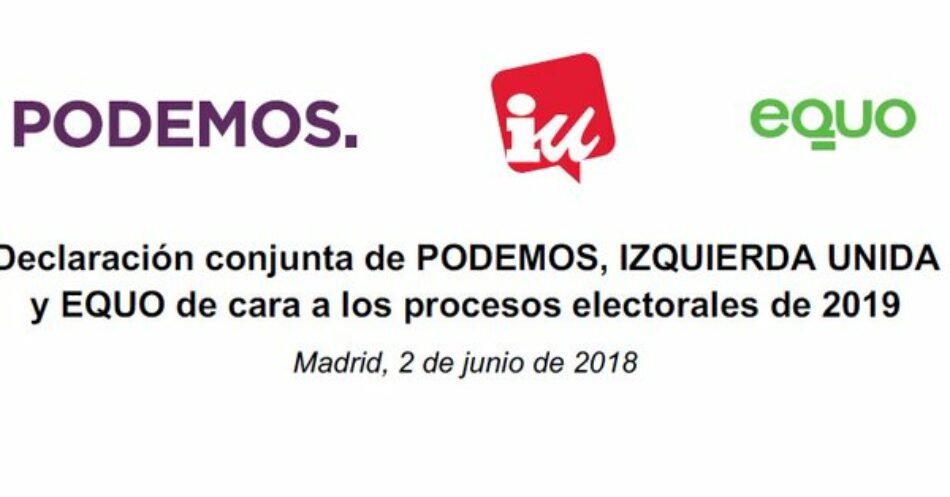 EQUO aprueba el acuerdo marco para concurrir conjuntamente con Podemos e IU en 2019