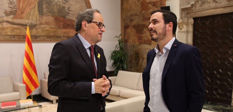 Garzón traslada a Torra que IU defiende la “República federal” como el mejor modelo para el conjunto del Estado desde el que resolver cualquier disputa territorial