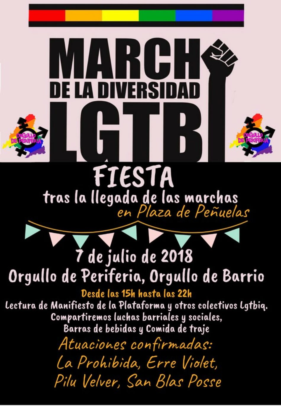 Tres marchas “por las visibilización de los colectivos LGTBIQ+ en los barrios” precederán al desfile del MADO 2018