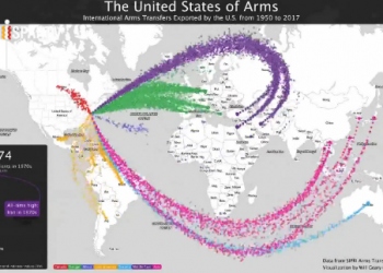 Flujo de venta de armas de EEUU al mundo en 6 décadas