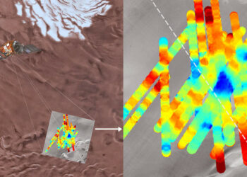 Un lago de agua líquida de unos 20 Km. de largo se esconde bajo la superficie de Marte