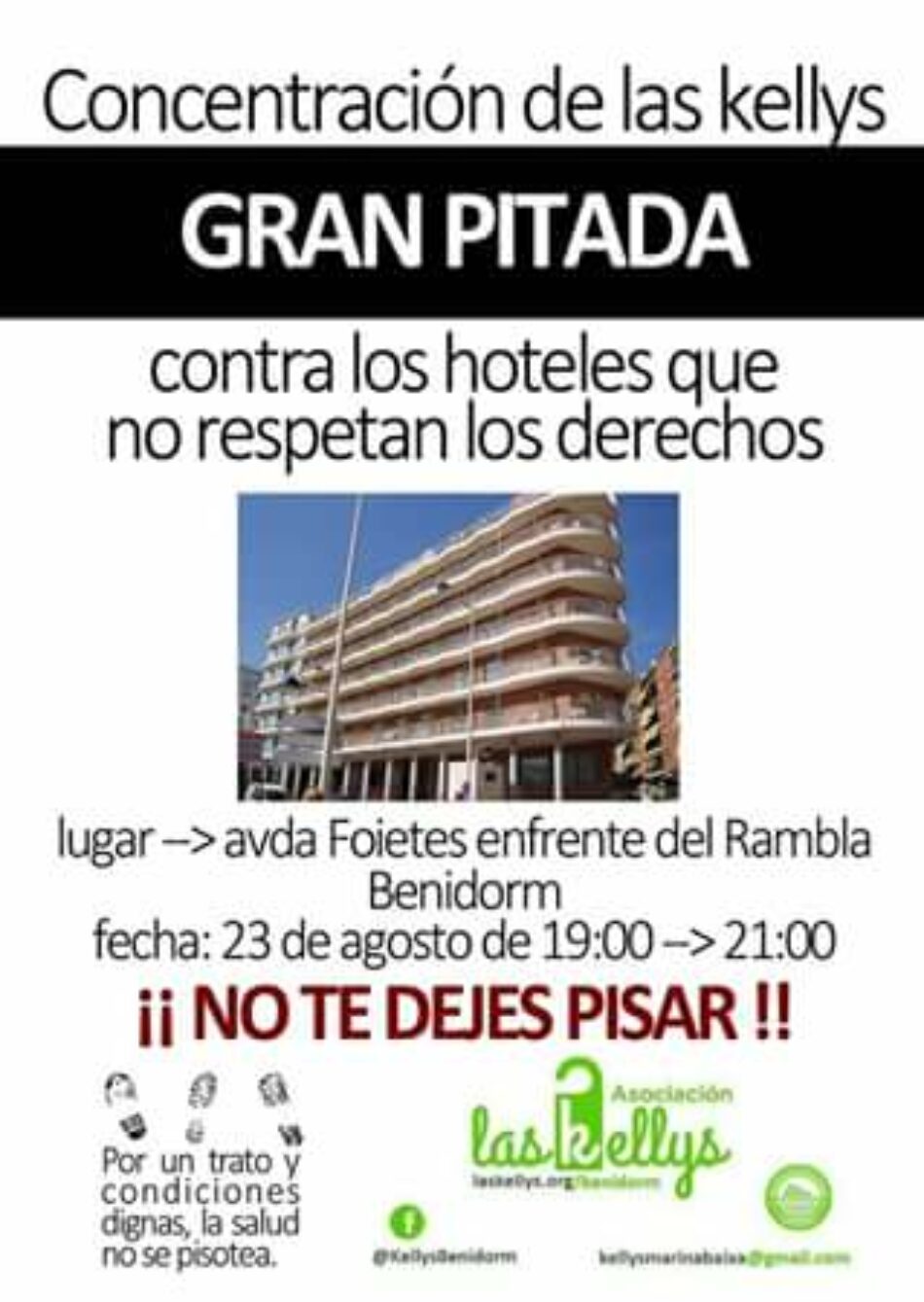 Concentración de las «Kellys» en Benidorm contra los hoteles que no respetan los derechos: por un trato y condiciones laborales dignas