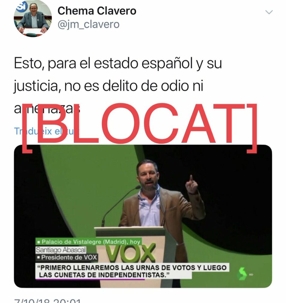 La cuenta satírica «Desinfo CAT» aclara que la frase de Abascal «llenaremos las cunetas de independentistas» es un fake