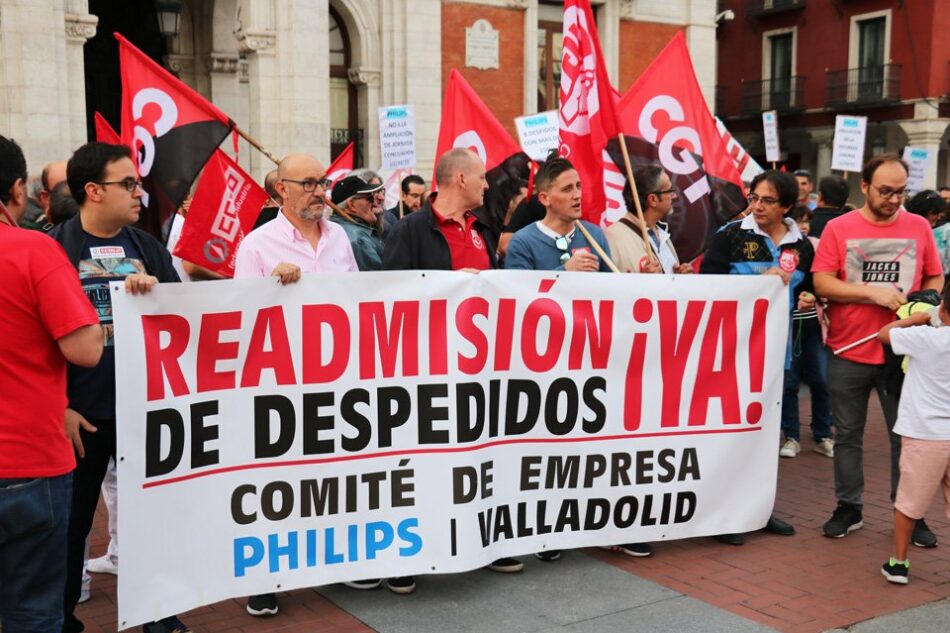 CGT convoca huelga de 24 horas todos los miércoles de octubre por el despido de 8 trabajadores de Philips Valladolid
