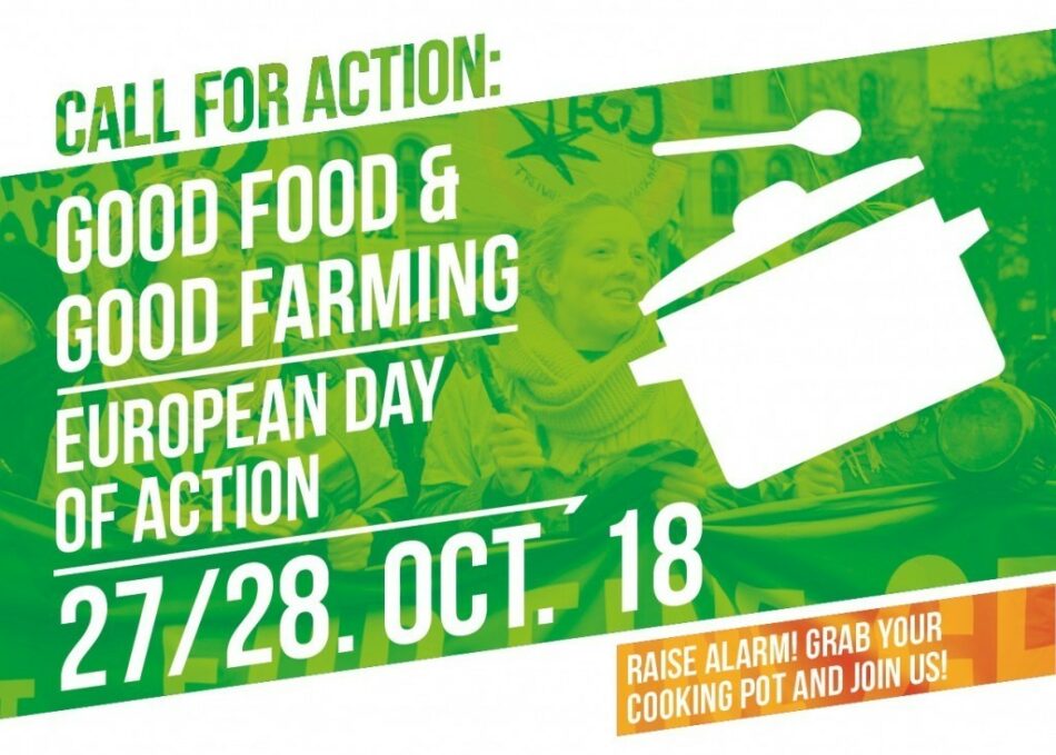 Colectivos ecologistas, agrarios, ganaderos y de consumidores se unen para reclamar una Buena Alimentación por toda Europa