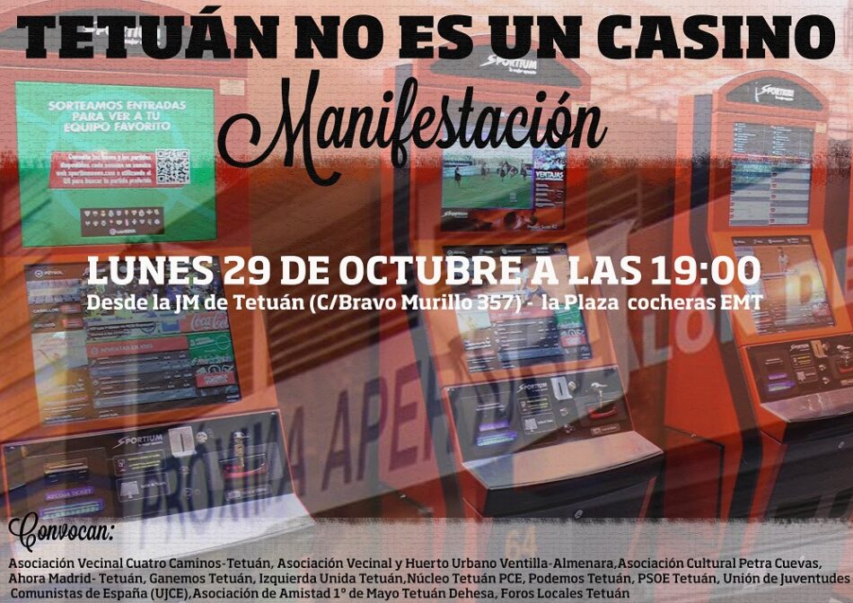 «En el Día Mundial Sin Juegos de Azar, nos manifestamos contra la proliferación de las casas de apuestas en nuestros barrios»