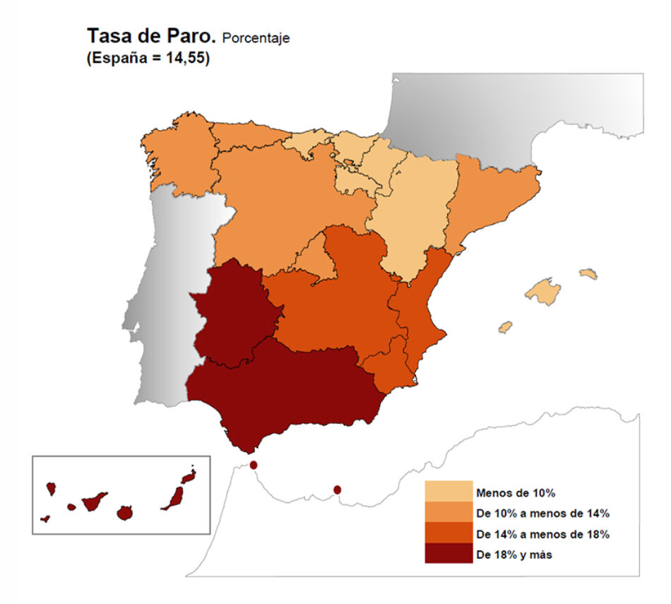 El paro baja este trimestre en 164 mil personas según la EPA, dejando la tasa en el 14,55 % de la población activa