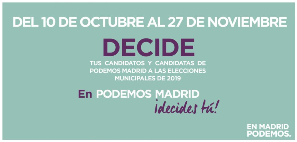 Podemos Madrid inicia sus primarias para conformar la candidatura de las municipales de 2019