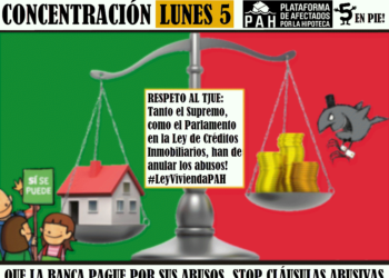 La PAH inicia hoy lunes nuevas movilizaciones para que la banca pague por todas las cláusulas abusivas frente a los intentos de blanquearlas