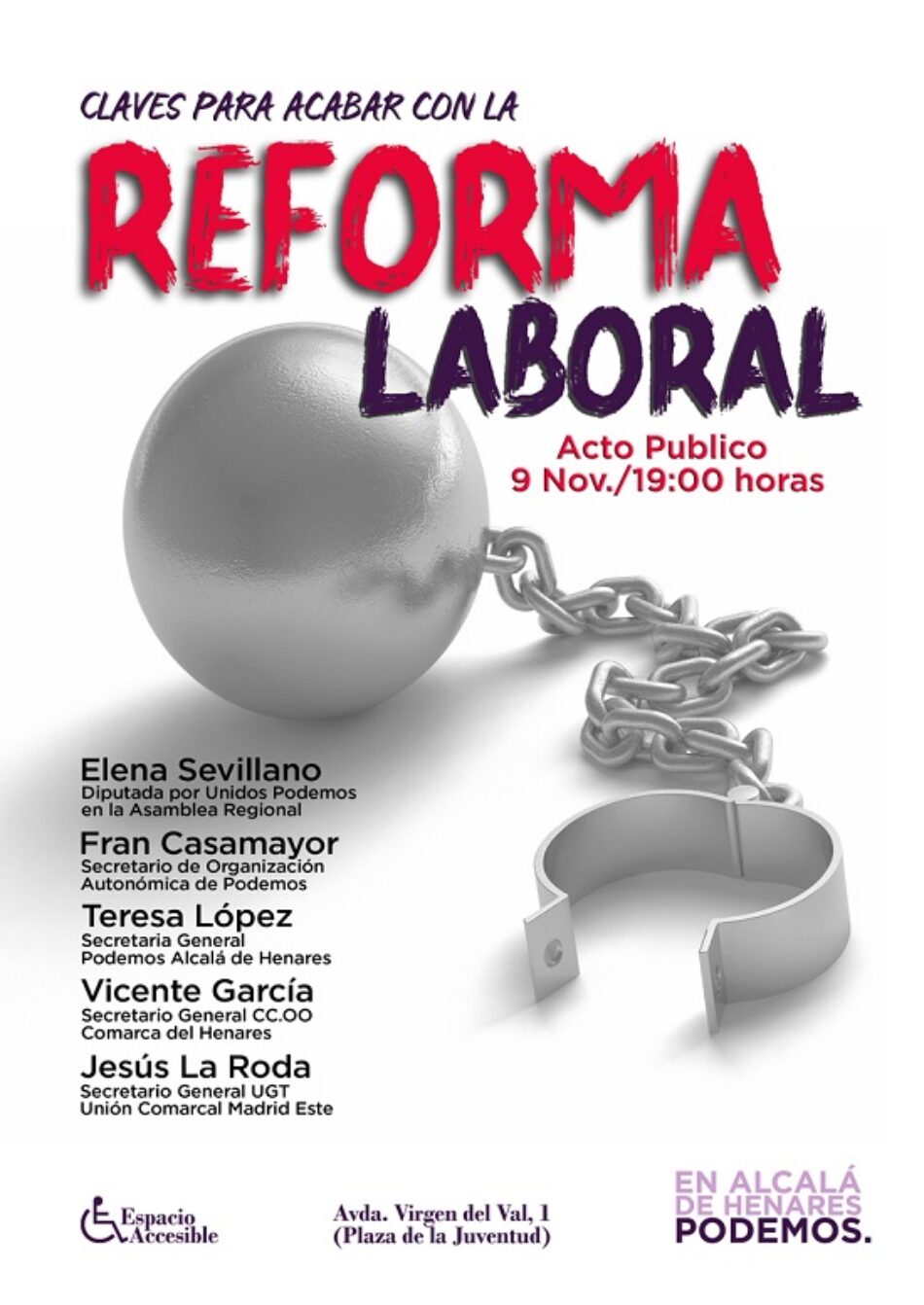 Acto público en Podemos Alcalá: «Claves para acabar con la Reforma Laboral»