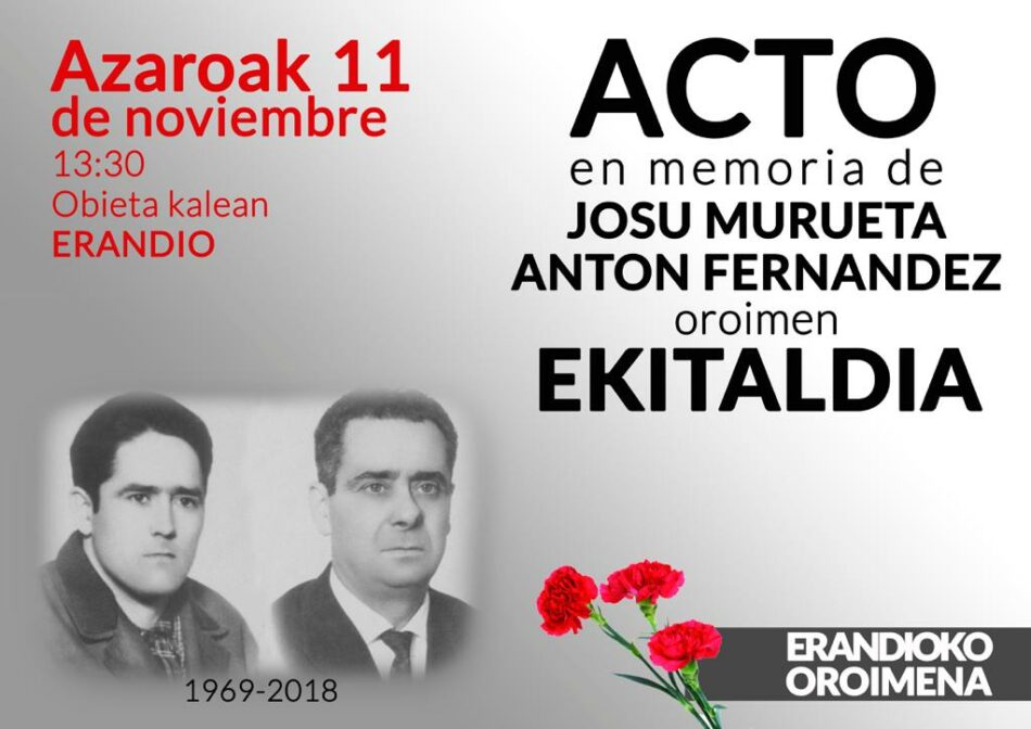 Acto en memoria de Josu Murueta y Anton Fernández. Oroimen Ekitaldia