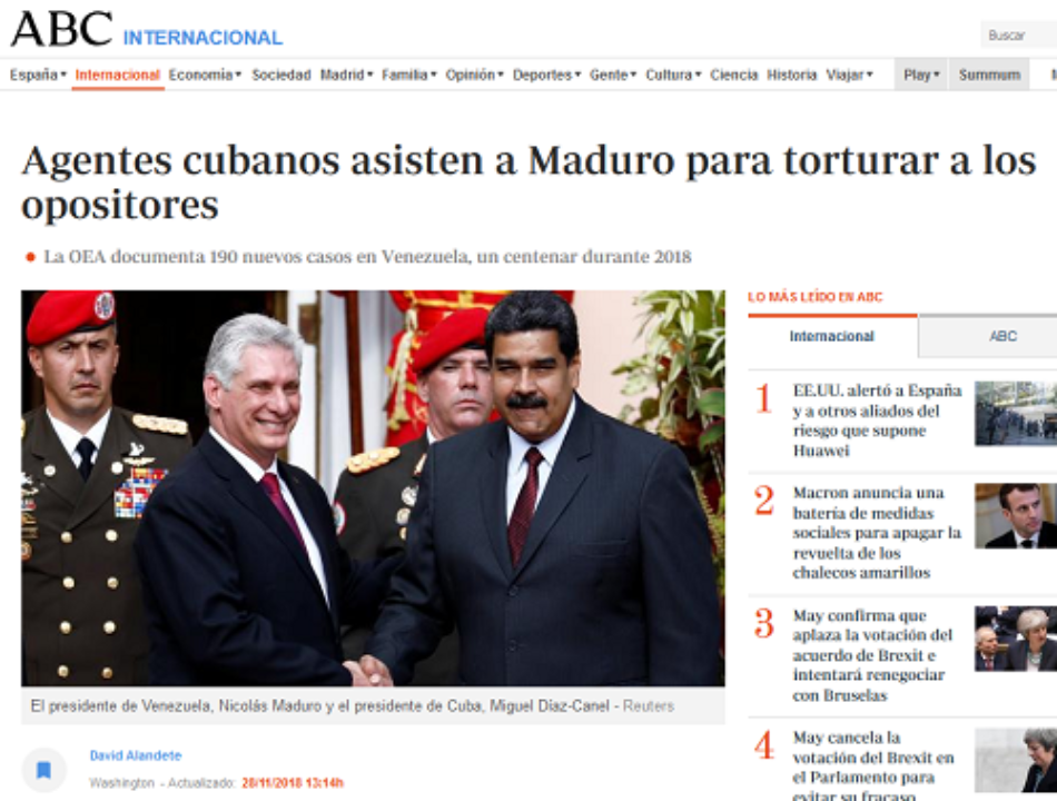 Gobierno de Venezuela denuncia agresión del diario español ABC