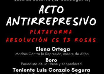 La Plataforma Absolución Centro Social 13 Rosas celebra este sábado un acto antirrepresivo para volver a exigir la absolución de Elena y Jesús