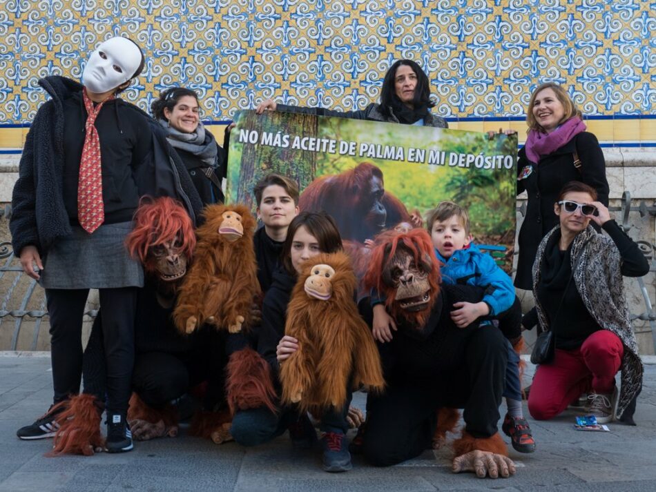 Los orangutanes de Borneo se presentan en la Delegación de la Comisión Europea en Madrid para pedir el fin del biodiésel de palma