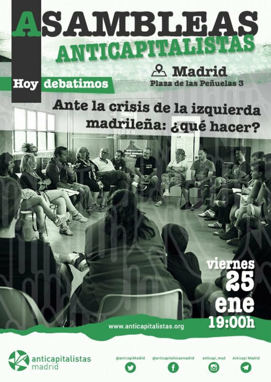 Anticapitalistas celebra una asamblea abierta para debatir su propuesta para Madrid