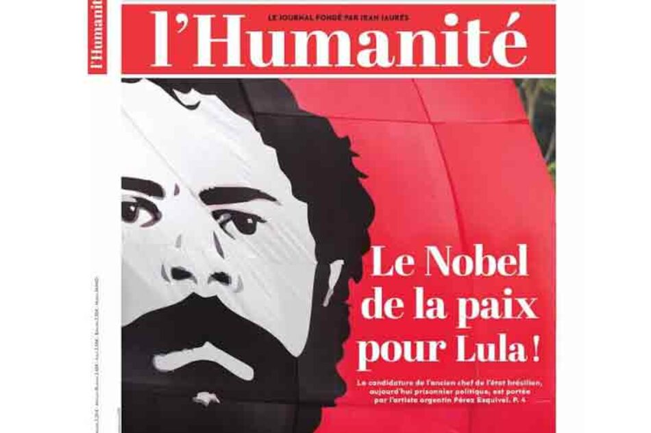 Diario francés L’Humanité dedica portada a Lula para Nobel de la Paz