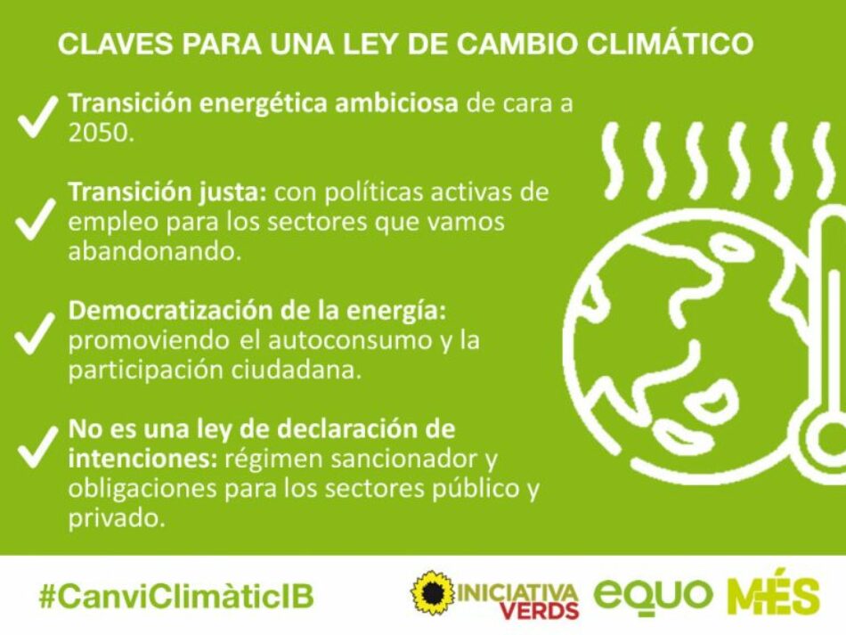 EQUO considera que la aprobación de la ley en Baleares marca un hito en la lucha contra el cambio climático