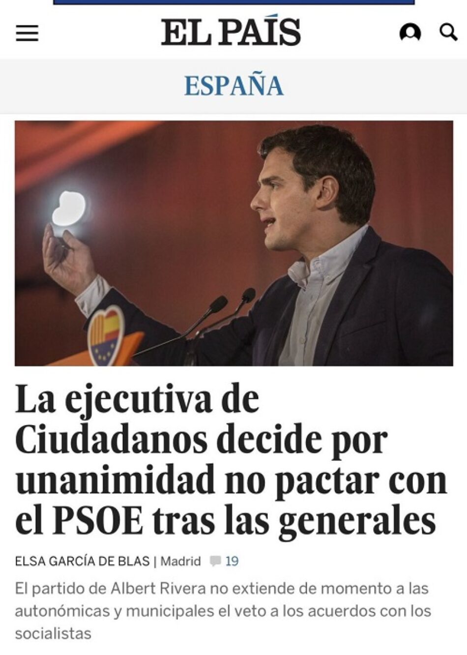 Ciudadanos dice que no pactará con el PSOE tras las elecciones generales, pero la hemeroteca les deja en evidencia