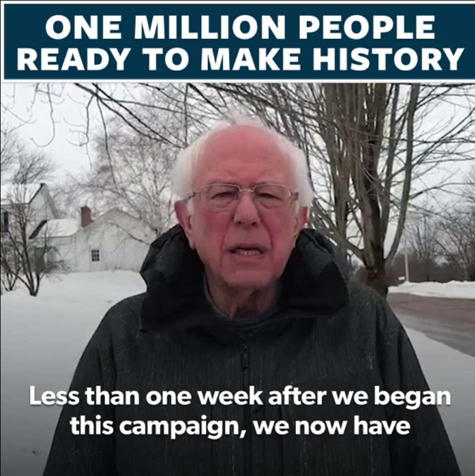 Una semana después de anunciar su candidatura para las presidenciales de 2020, Bernie Sanders cuenta ya con más de un millón de voluntarios inscritos