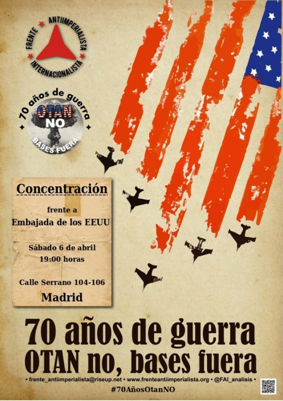 Concentración en Madrid: «70 años de guerra. OTAN no, bases fuera»