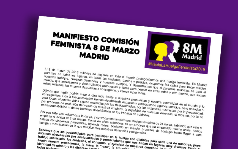 Comisión 8M: actividades y manifestación y día de Huelga Feminista en Madrid