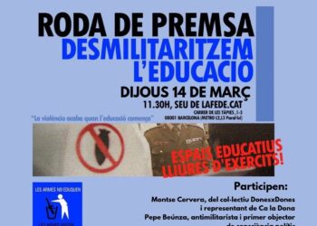 La campanya Desmilitaritzem l’Educació denuncia un any més la presència de l’exèrcit al Saló de l’Ensenyament de Barcelona 2019