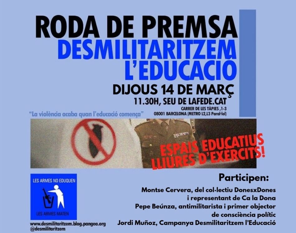 La campanya Desmilitaritzem l’Educació denuncia un any més la presència de l’exèrcit al Saló de l’Ensenyament de Barcelona 2019